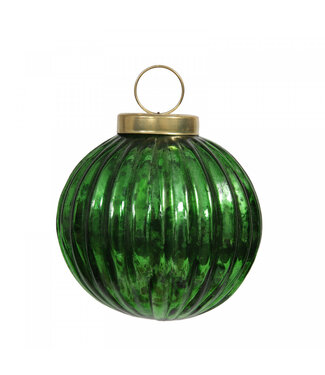 4A Green shiny Christmas bauble | Diameter 75 millimetres | Per 9 pieces