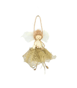 4A Goudkleurige kerst engel hanger | Lengte 12 centimeter | Per 3 stuks