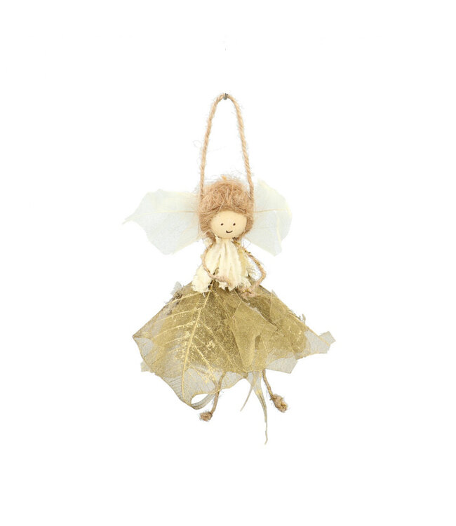 Pendentif ange de Noël doré | Longueur 12 centimètres | Disponible par lot de 3 pièces
