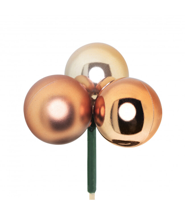 Taupe Weihnachtskugel-Stecker Trio-Mix | Länge 50 Zentimeter | Durchmesser 4 Zentimeter | Pro 10 Stück zu bestellen