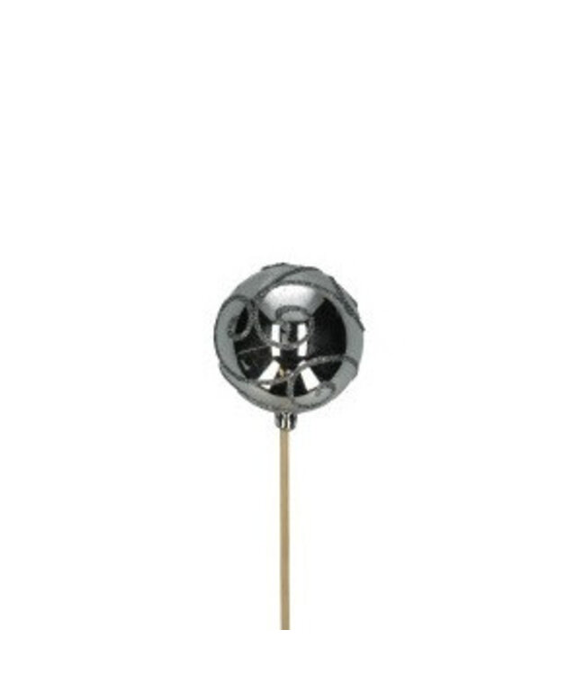 Piquet de décoration argenté pour boule de Noël | Longueur 50 centimètres | Diamètre 6 centimètres | Commande par 25 pièces
