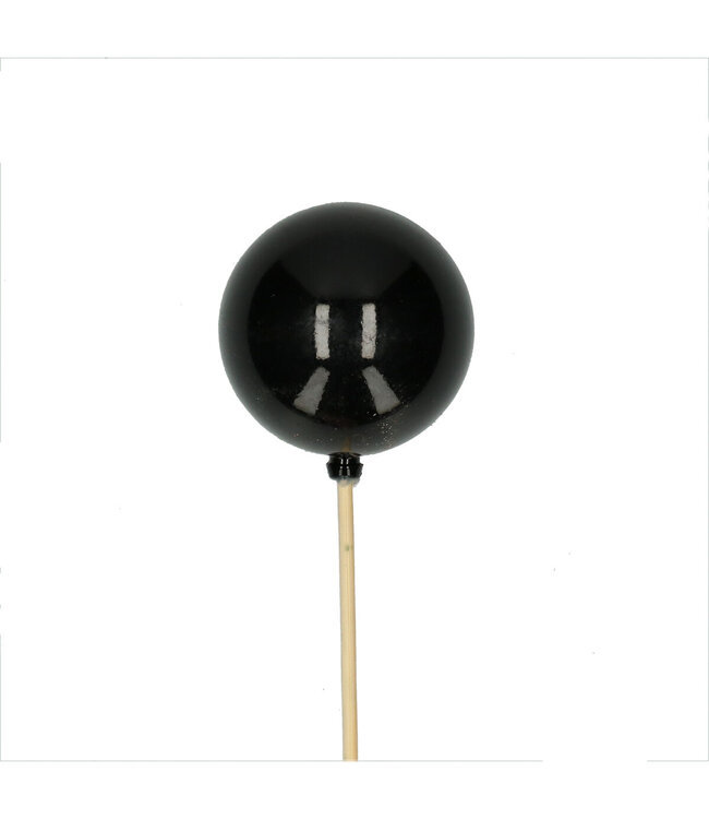 Glänzende schwarze Weihnachtskugel-Stecker | Länge 50 Zentimeter | Durchmesser 6 Zentimeter | Bestellbar pro 25 Stück