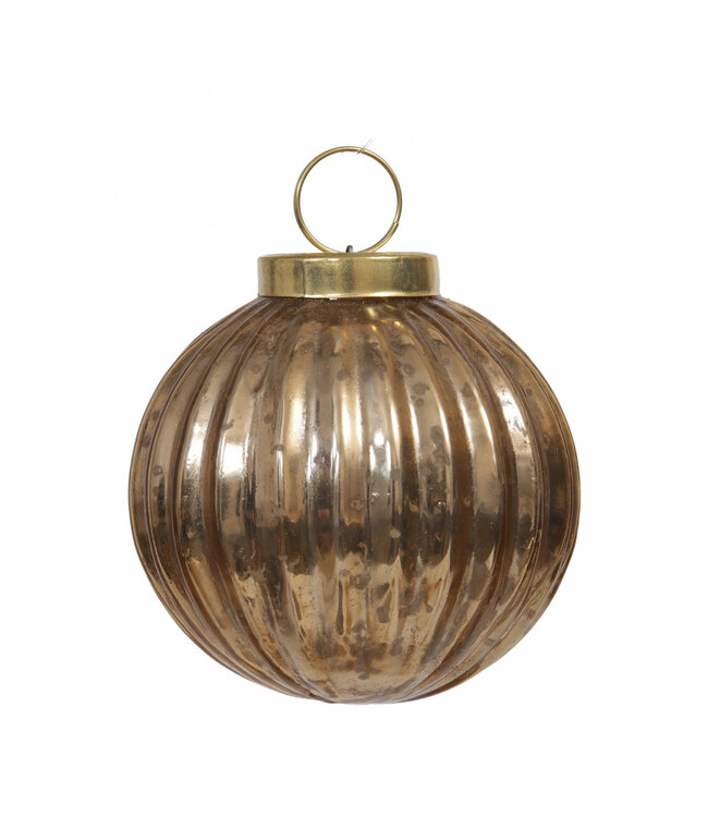 Gold-coloured shiny Christmas bauble | Diameter 75 millimetres | Available to order in sets of 9