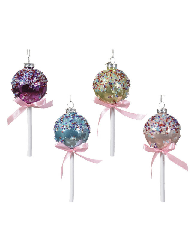 Boules de Noël multicolores en forme de sucette | Diamètre 60 millimètres | Commande par 12 pièces