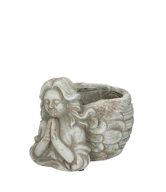 4A Pot de Noël en céramique grise en forme d'ange | Dimensions 19,5 x 17 x 14,5 centimètres | Par 4 pièces