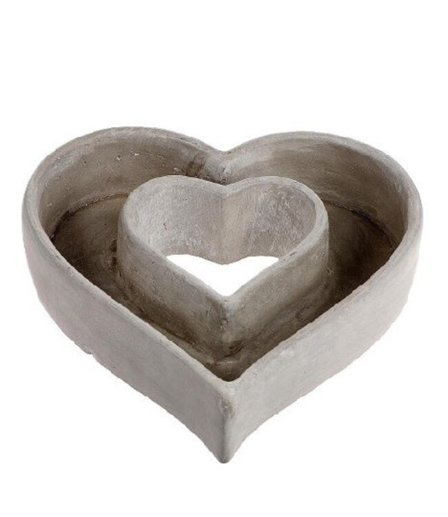 Pot de fleurs gris en forme de cœur Amor | Diamètre 27 centimètres | Hauteur 6,5 centimètres | Disponible par lot de 2 pièces