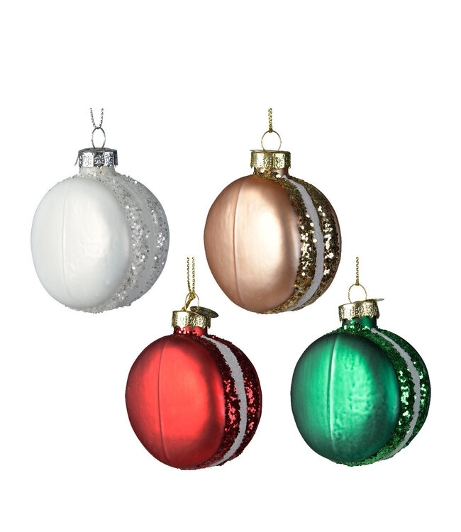 Boule de Noël macaron couleurs mélangées | Diamètre 70 millimètres | Commande par 24 pièces