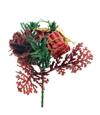 4A Piquet de rose de Noël rouge | Longueur 50 centimètres | Diamètre 8 centimètres | Par 10 pièces