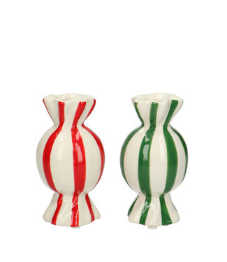 4A Kerst Keramiek Candy vaas x2 d6*11.5cm ( x 1 )
