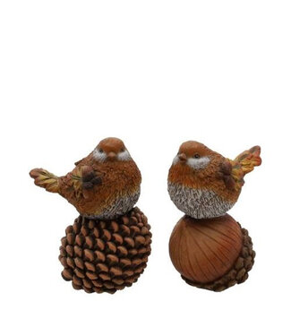 4A Herfst Deco vogel 11*9*15cm ( x 4 )