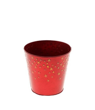 4A Pot de fleurs en étoile en zinc rouge | Diamètre 16 centimètres | Hauteur 15 centimètres | Par 12 pièces