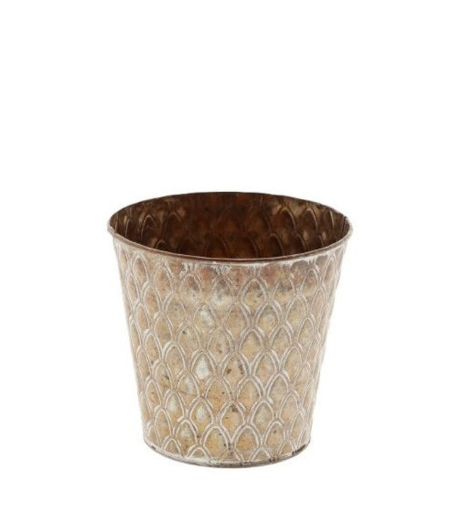 Copper-coloured Zinc Flower Pot Plant Pot Peacock | Diameter 16 centimetres | Height 15 centimetres | Available to order in sets of 12
