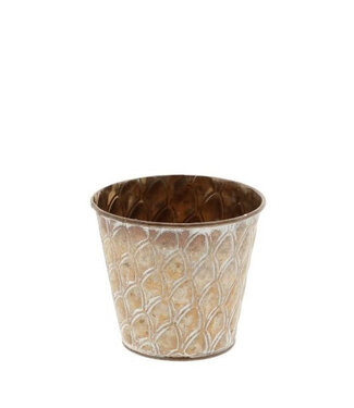 4A Pot de fleur en zinc couleur cuivre Paon | Diamètre 11 centimètres | Hauteur 10 centimètres | Par 12 pièces