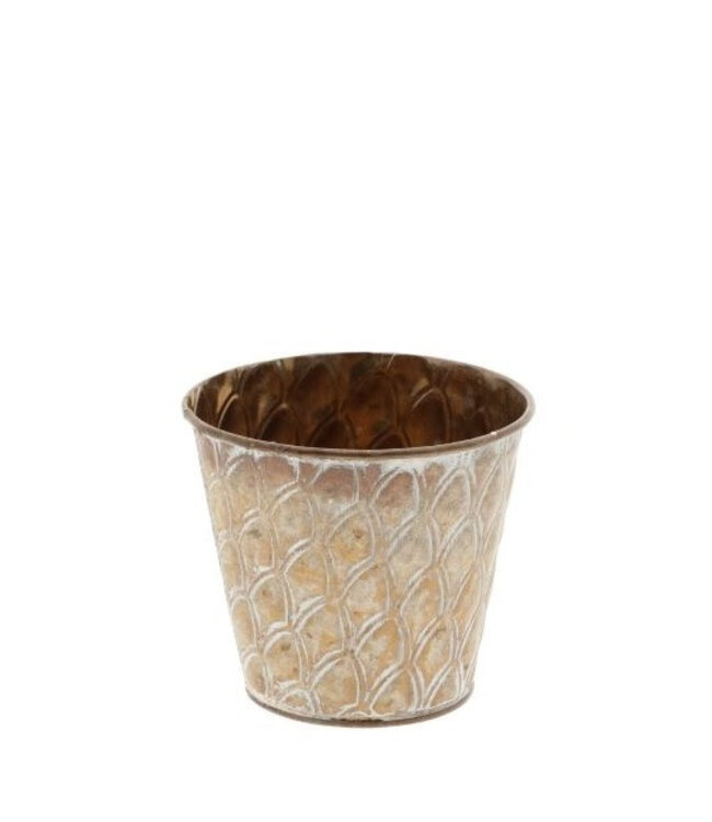 Pot de fleurs en zinc couleur cuivre Paon | Diamètre 11 centimètres | Hauteur 10 centimètres | Commande par 12 pièces