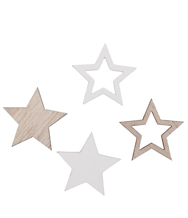 Étoile en bois blanc naturel | Diamètre 2,5 centimètres | Commande par 48 pièces