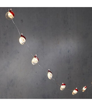 4A Guirlande lumineuse LED blanche et rose avec Père Noël | 12 lampes | Longueur 120 centimètres | Minuterie incluse | À l'unité