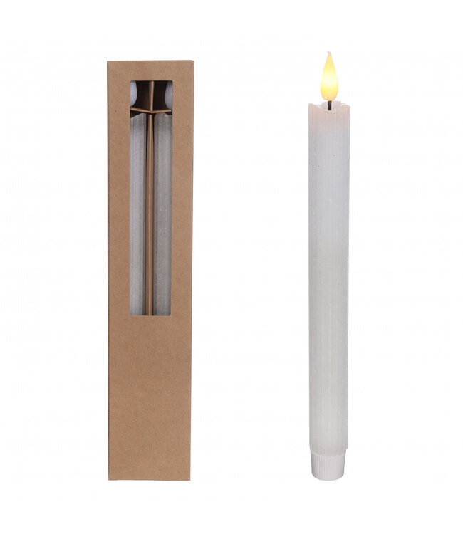 Bougie crayon LED blanche naturelle | Diamètre 2,1 centimètres | Hauteur 25 centimètres | Piles AAA non incluses | Commandable par lot de 2 pièces