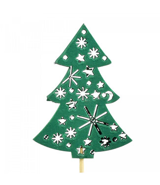 4A Sapin de Noël Vert à Piquer | Longueur 20 centimètres | Diamètre du sapin 7 centimètres | Par 12 pièces