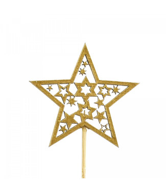 4A Goldfarbener Sternstecker | Länge 20 Zentimeter | Durchmesser Stern 6 Zentimeter | Pro 12 Stück
