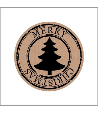 4A Natural brown black Sticker "Merry Christmas" | Diameter 35 millimetres | Per 500 pieces
