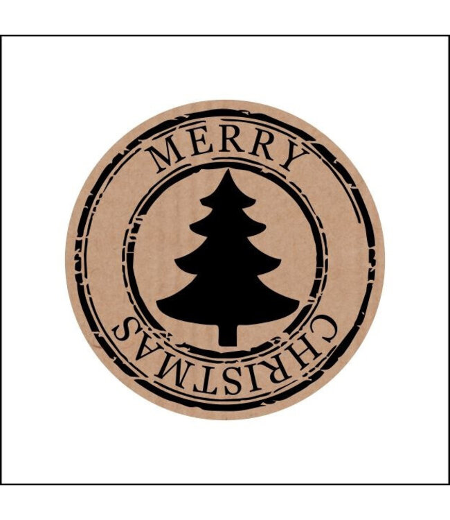 Natural brown black Sticker “Merry Christmas” | Diameter 35 millimetres | Available to order per 500 pieces