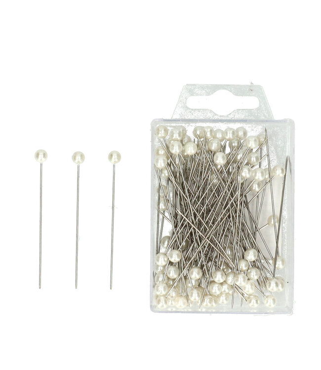 Natural white pearl pins | Diameter 6 millimetres | Length 65 millimetres | Available in packs of 100 pins