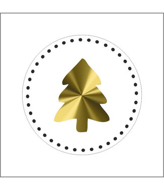 4A Gold-coloured Sticker with Christmas Tree | Diameter 39 millimetres | Per 500 pieces