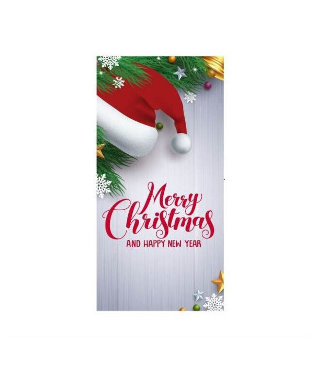 Blanc avec rose Carte "Noël" | Longueur 4 centimètres | Largeur 10 centimètres | À commander par 20 pièces