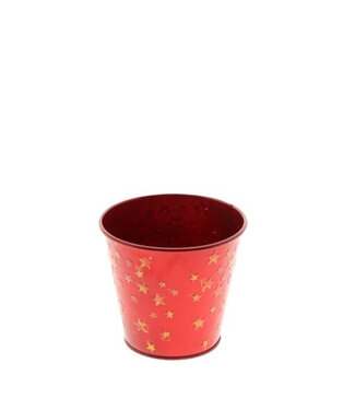 4A Pot de fleurs en zinc rouge en forme d'étoile | Diamètre 11 centimètres | Hauteur 10 centimètres | Par 12 pièces