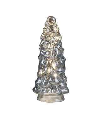 4A Sapin de Noël LED en verre naturel | Diamètre 9,5 centimètres | Hauteur 21,5 centimètres | Par 12 pièces