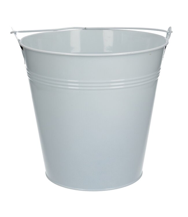 Seau en zinc blanc naturel Pot de fleurs Pot de plantes | Diamètre 20 centimètres | Hauteur 18,5 centimètres | À commander par 5 pièces