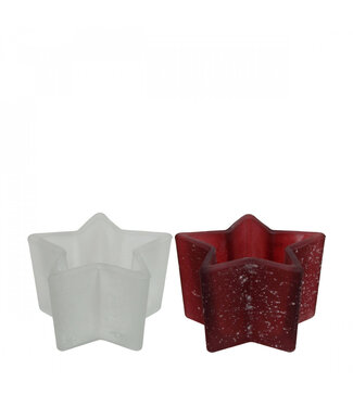 4A White pink glass Tealight holder star | Diameter 10.5 centimetres | Height 5 centimetres | Per 12 pieces