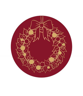 4A Red Sticker with Christmas Wreath | Diameter 39 millimetres | Per 250 pieces
