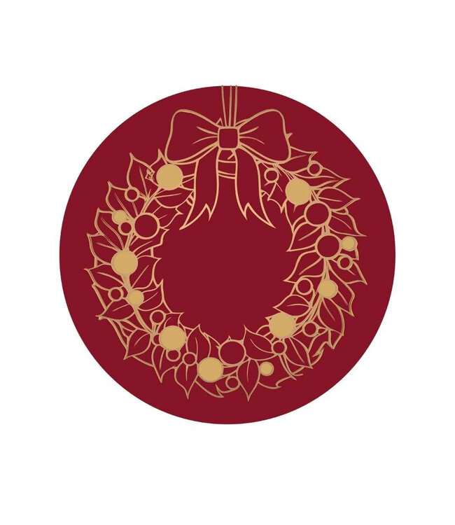 Autocollant rouge avec couronne de Noël | Diamètre 39 millimètres | Commande par 250 pièces