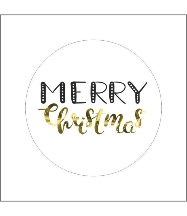 Autocollant blanc naturel "Joyeux Noël" | Diamètre 39 millimètres | Commande par 500 pièces