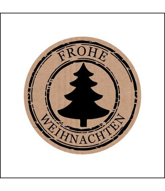 4A Brown Black Sticker "Frohe Weihnachten" | Diameter 35 millimetres | Per 500 pieces