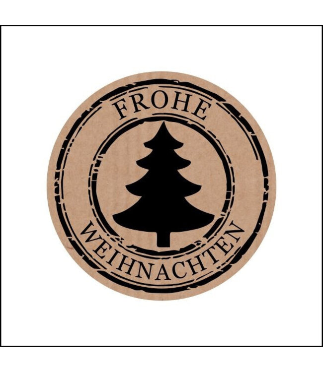 Brown black Sticker "Frohe Weihnachten" | Diameter 35 millimetres | Available to order per 500 pieces