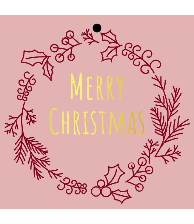 Carte rose "Joyeux Noël" | Longueur 7 centimètres | Largeur 7 centimètres | À commander par 20 pièces