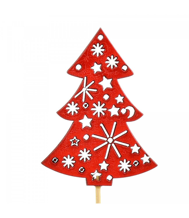 Roter Weihnachtsbaum-Stecker | Länge 20 Zentimeter | Durchmesser Weihnachtsbaum 7 Zentimeter | Pro 12 Stück bestellbar