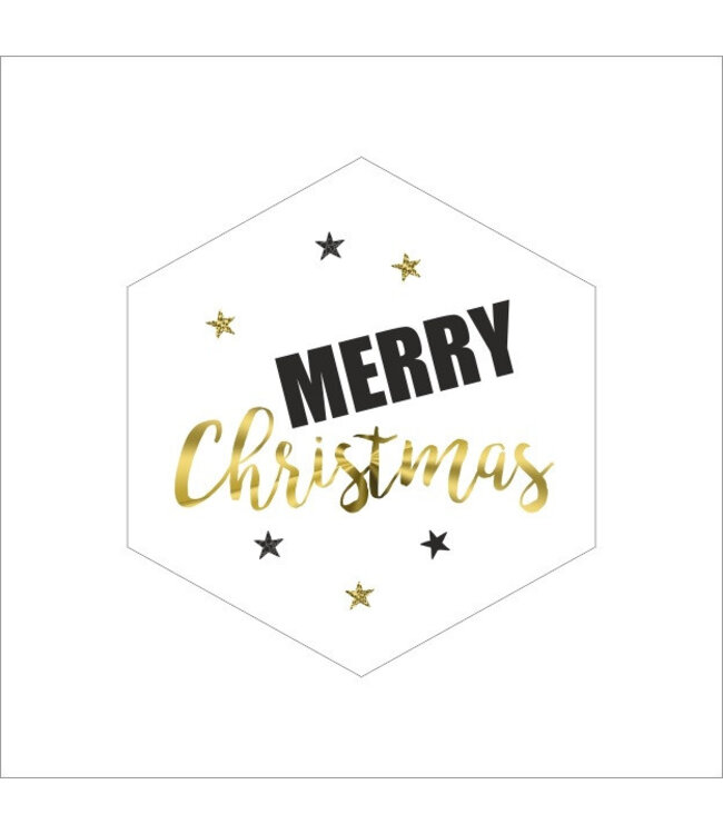 Autocollant blanc naturel "Joyeux Noël" | Diamètre 40 millimètres | Commande par 250 pièces