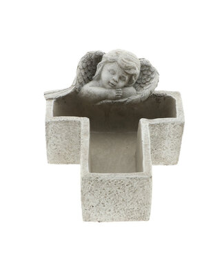 4A Grey Flowerpot Planter Cross and Angel | Size 25 x 17.5 x 12 centimetres | Set of 3