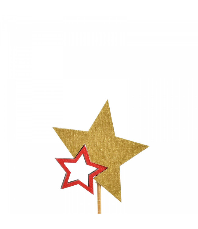 Duo étoile dorée Bijsteker | Longueur 20 centimètres | Diamètre étoile 7 centimètres | Commande par 12 pièces