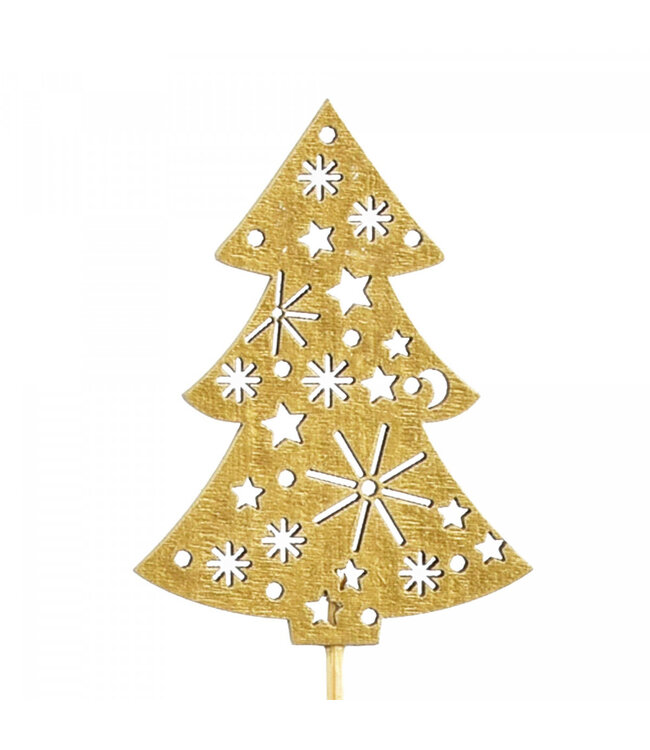 Goldfarbener Weihnachtsbaum-Stecker | Länge 20 Zentimeter | Durchmesser Weihnachtsbaum 7 Zentimeter | Pro 12 Stück zu bestellen