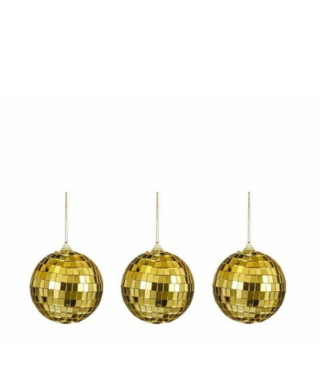 Boule de Noël dorée en forme de boule à facettes | Diamètre 80 millimètres | Commande par lot de 3 pièces