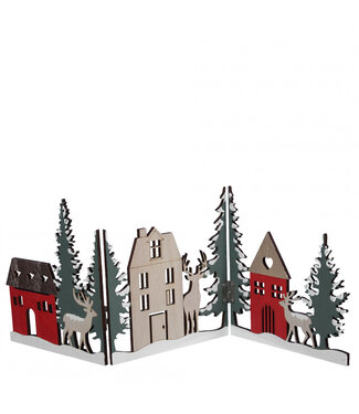 4A Village de Noël rouge déco | Longueur 44 centimètres | Largeur 15,5 centimètres | Par pièce