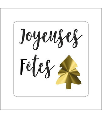 4A Noir avec autocollant blanc “Joyeuses Fêtes” | Diamètre 39 millimètres | Par 500 pièces