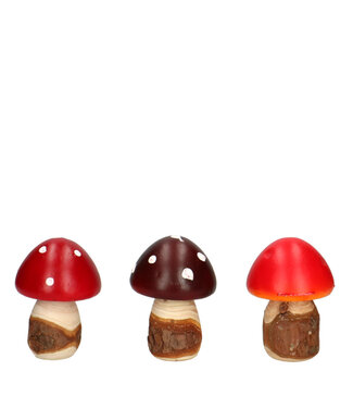 4A Couleurs mélangées Champignon Pixie Déco | Diamètre 6 centimètres | Hauteur 9 centimètres | Par 12 pièces