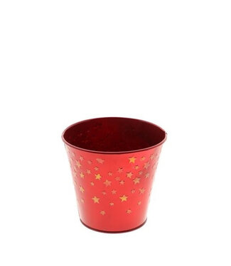 4A Pot de fleurs en zinc rouge en forme d'étoile | Diamètre 13 centimètres | Hauteur 12 centimètres | Par 12 pièces