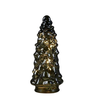 4A Sapin de Noël LED en verre vert | Diamètre 9,5 centimètres | Hauteur 21,5 centimètres | Par 12 pièces