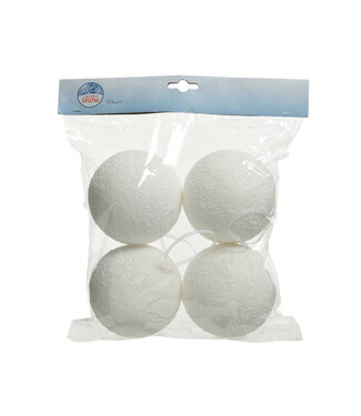 4A Kerstbal Sneeuwbal 10cm x4 ( x 1 )